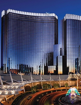 Exterior view with pool at Aria Resort & Casino  |  Las Vegas
